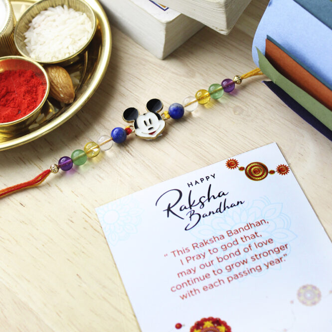 Micky Mouse Education Crystal Rakhi for Brother