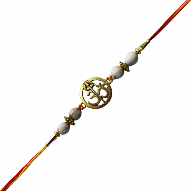 Om Trishul Charm Vaijanti Beads Rakhi