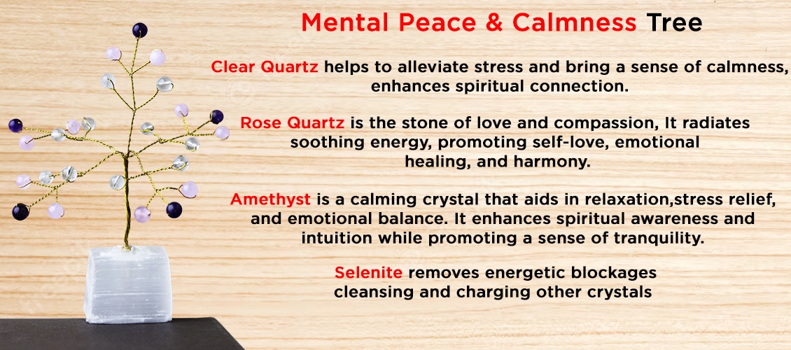 Mental Peace, Calmness Beads, Selenite Raw Root Tree