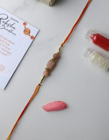Natural Peach Moonstone Tumble Stone Rakhi
