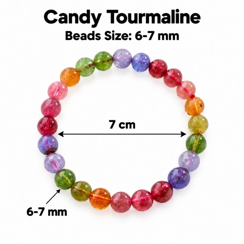 Candy Tourmaline Round Beads Bracelet candy tourmaline round beads bracelet