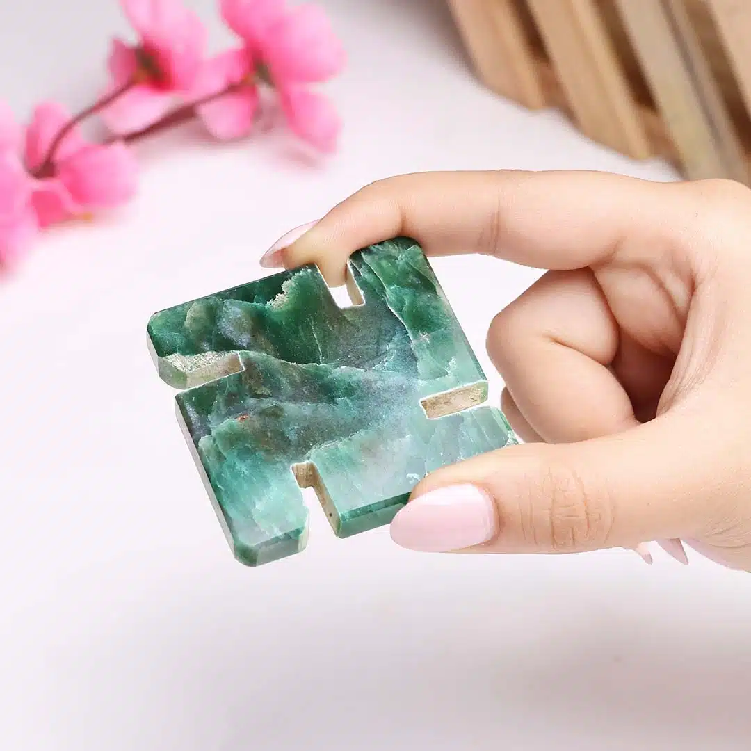 Green Jade Swastik-Shubhanjali (1) Shop Natural Crystal Green Jade Swastik