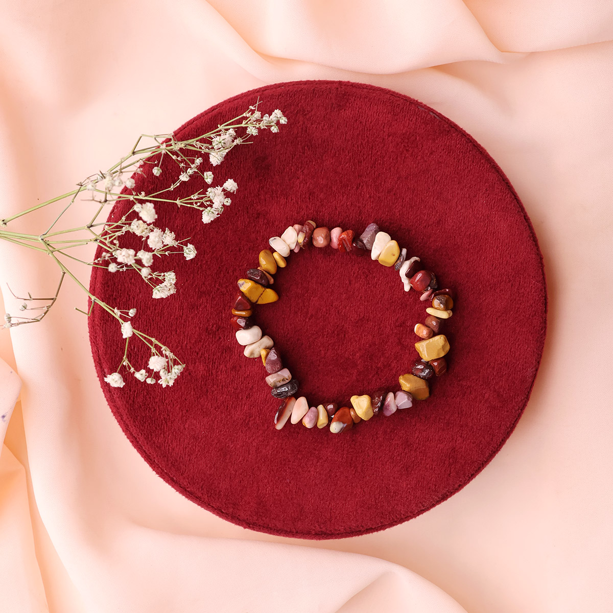 Mookaite Jasper Chips Stone Elastic Bracelet (2)