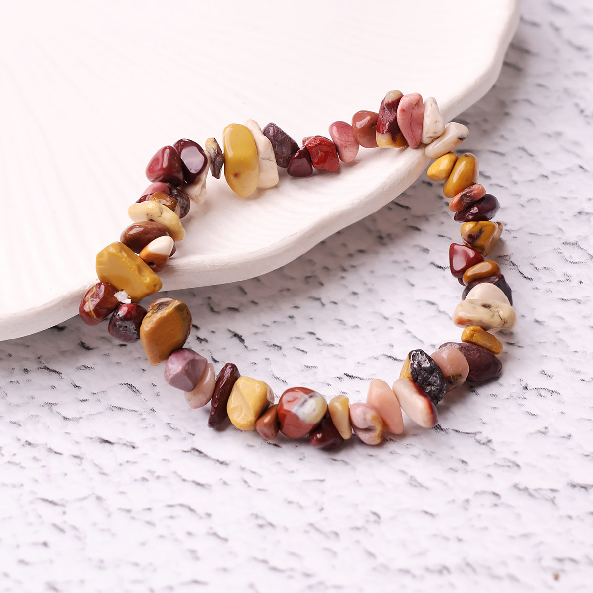 Mookaite Jasper Chips Stone Elastic Bracelet (4)