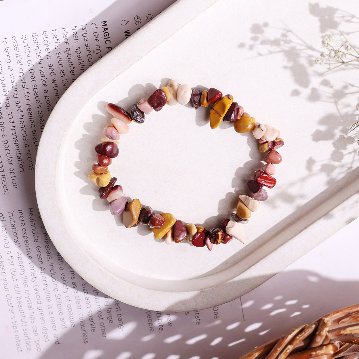 Mookaite Jasper Chips Stone Elastic Bracelet (5)