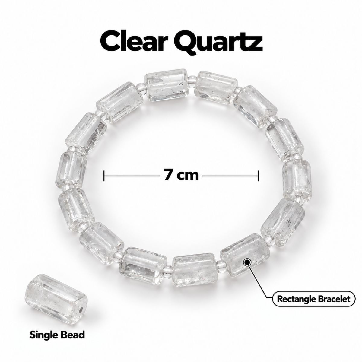 Clear Quartz Rectangle Beads Bracelet clear quartz rectangle beads bracelet