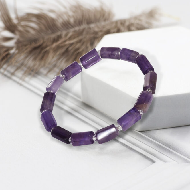 Shop Amethyst Faceted Tube Beads Bracelet