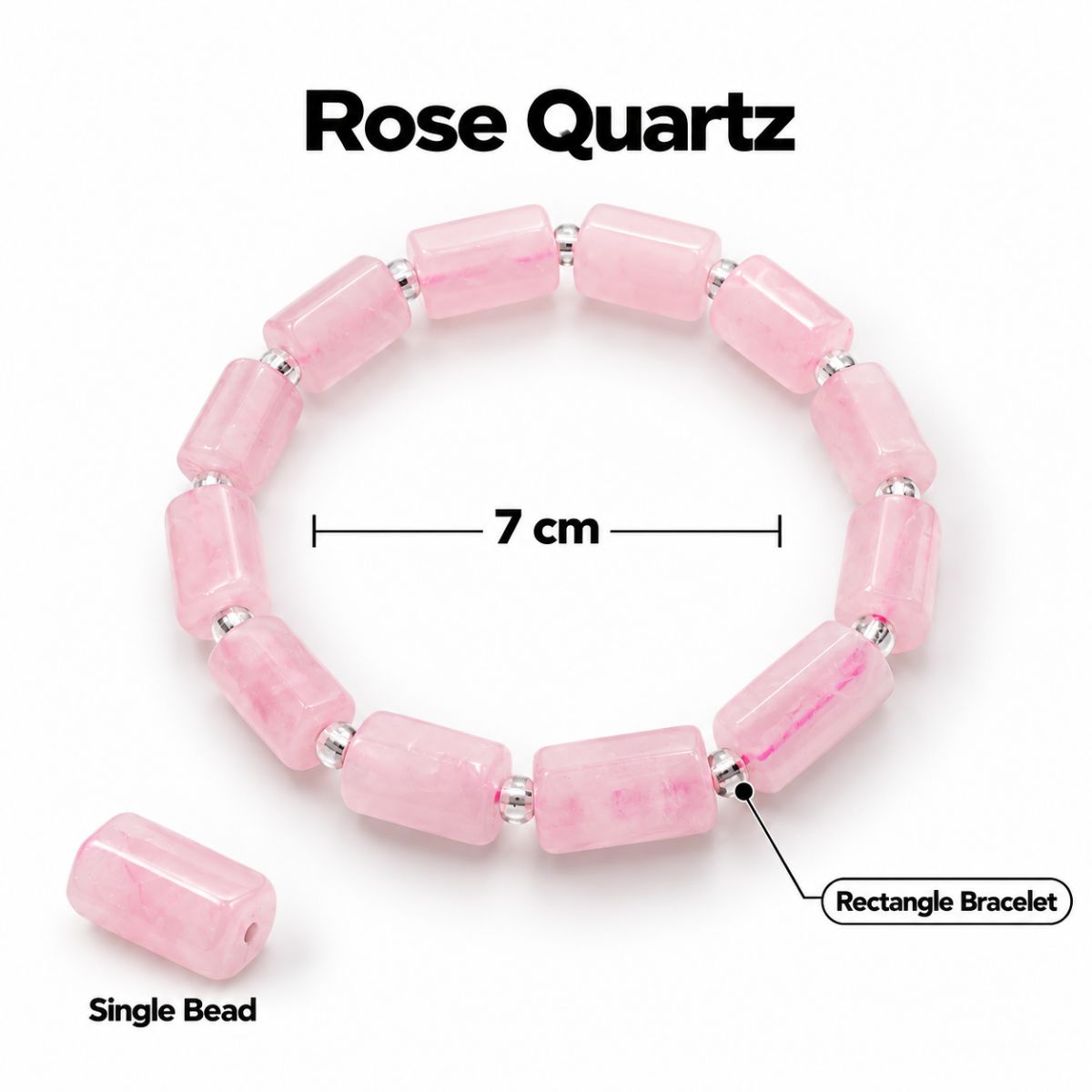 Rose Quartz Rectangle Beads Bracelet rose quartz rectangle beads bracelet