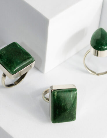 Natural Green Jade Crystal Stone Ring
