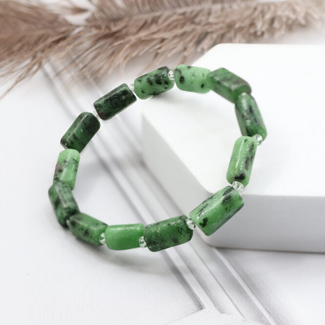 Shop Ruby Zoisite Faceted Tube Beads Stone Bracelet