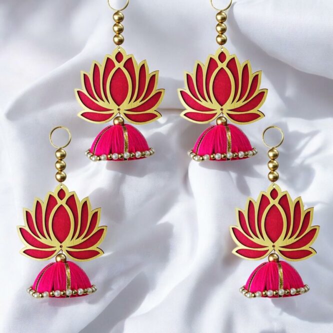 Shop Wooden Lotus Jhumki Hanging for Decoration