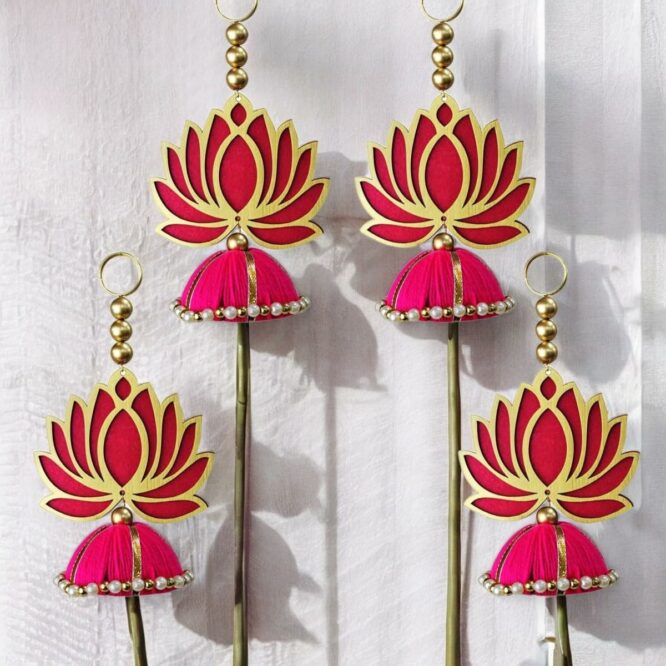 Shop Wooden Lotus Jhumki Hanging for Decoration