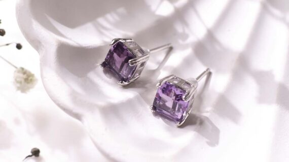 Amethyst Stud Earring Silver