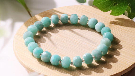 Amazonite Drum Faceted Beads Bracelet
