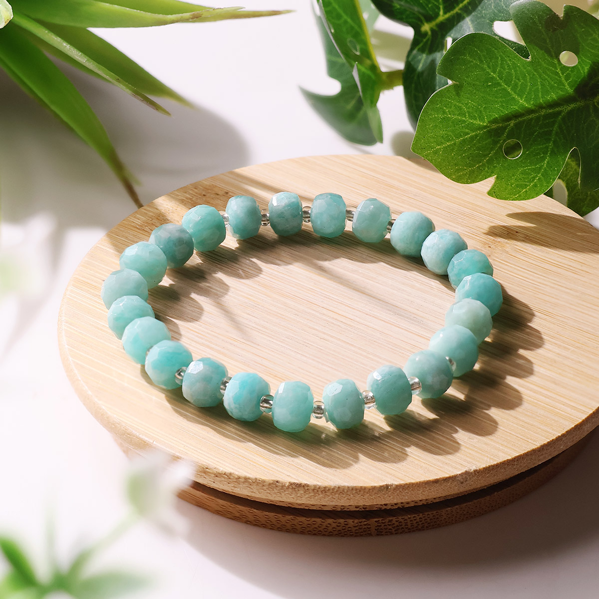 Amazonite Drum Faceted Beads Bracelet (3)