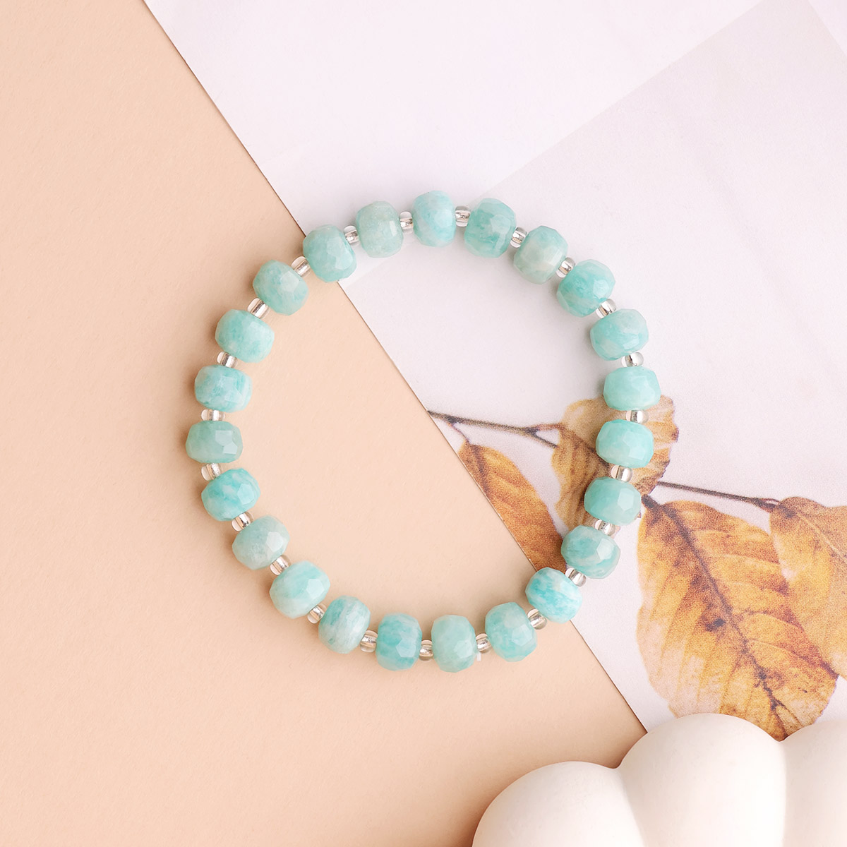 Amazonite Drum Faceted Beads Bracelet (4)