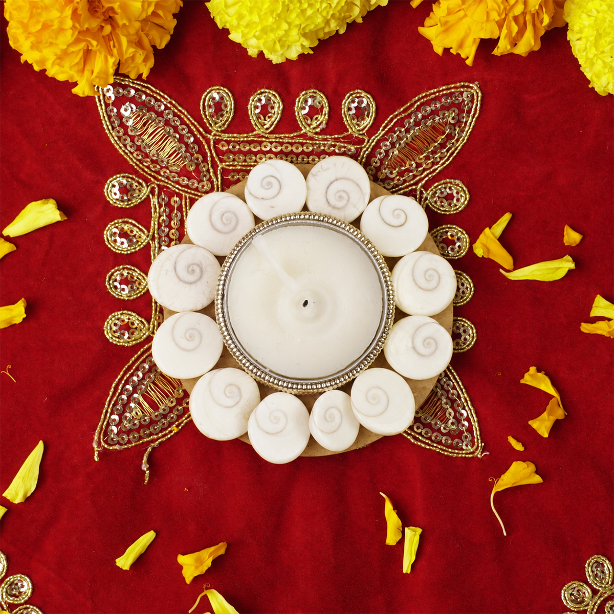 Gomti Chakra Candle Holder Diya-Shubhanjali Store (2) gomti chakra candle holder diya