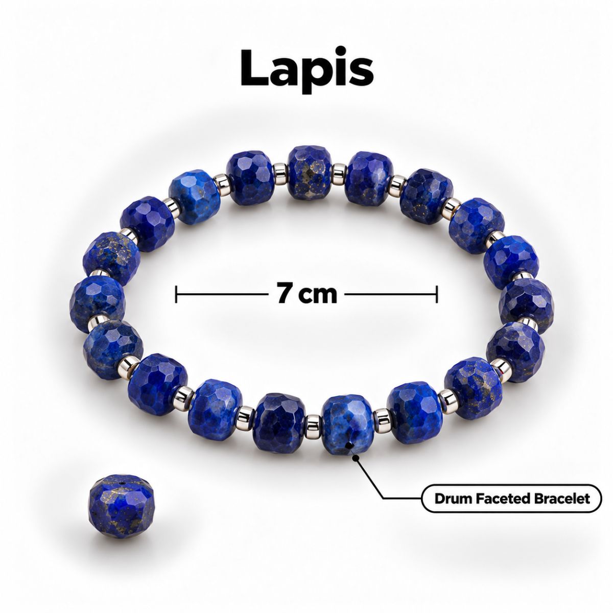 Lapis Lazuli Drum Faceted Beads Bracelet lapis lazuli drum faceted beads bracelet