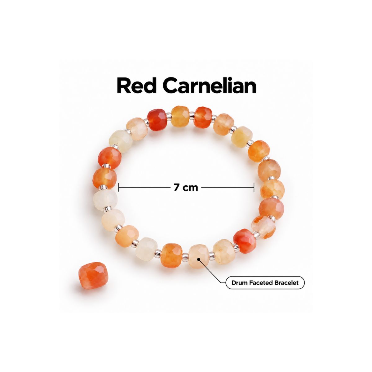 Red Carnelian Drum Faceted Bracelet red carnelian drum faceted bracelet
