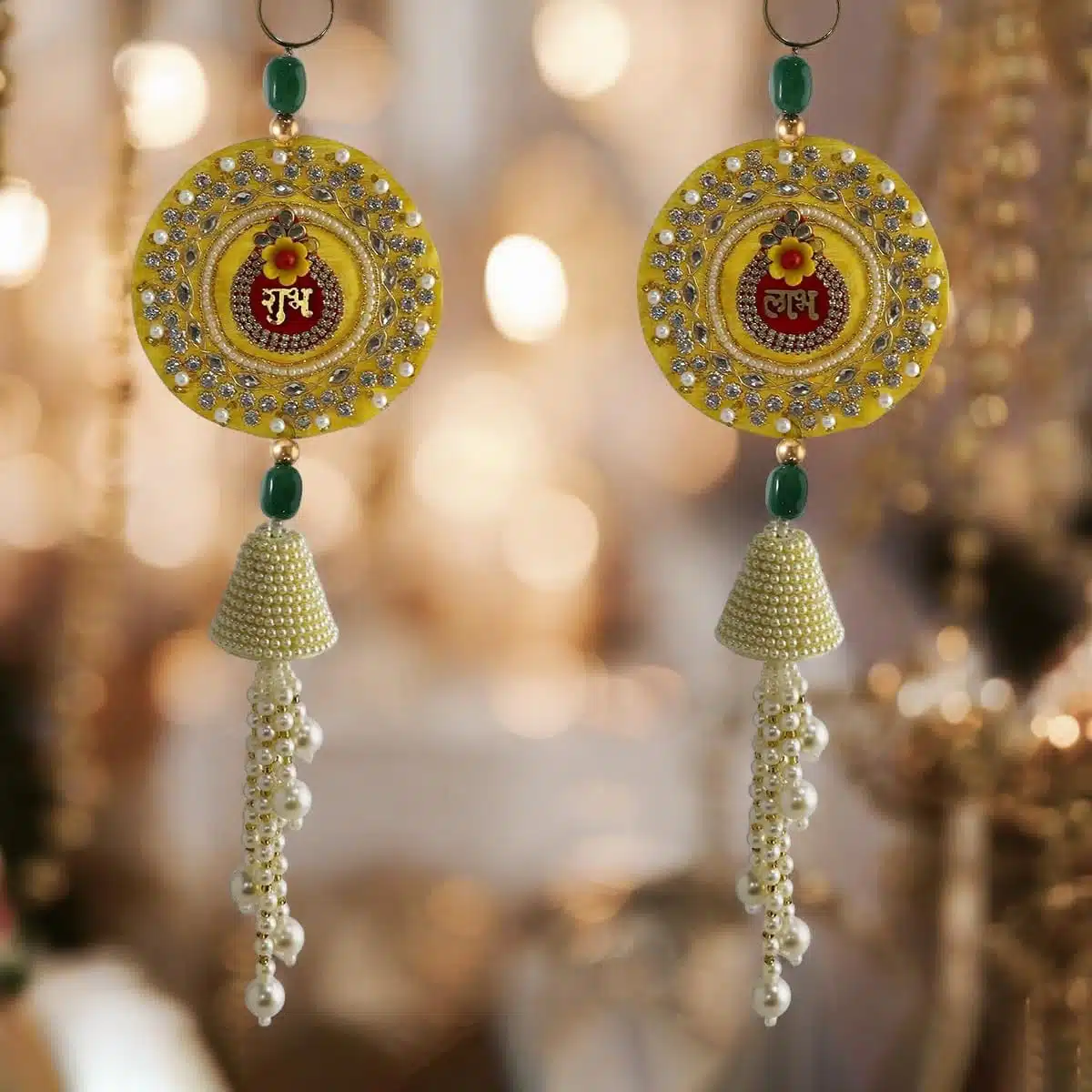 Shubh Labh Flower With Green Jade Tumble (2) Shop Shubh Labh Flower With Green Jade Tumble