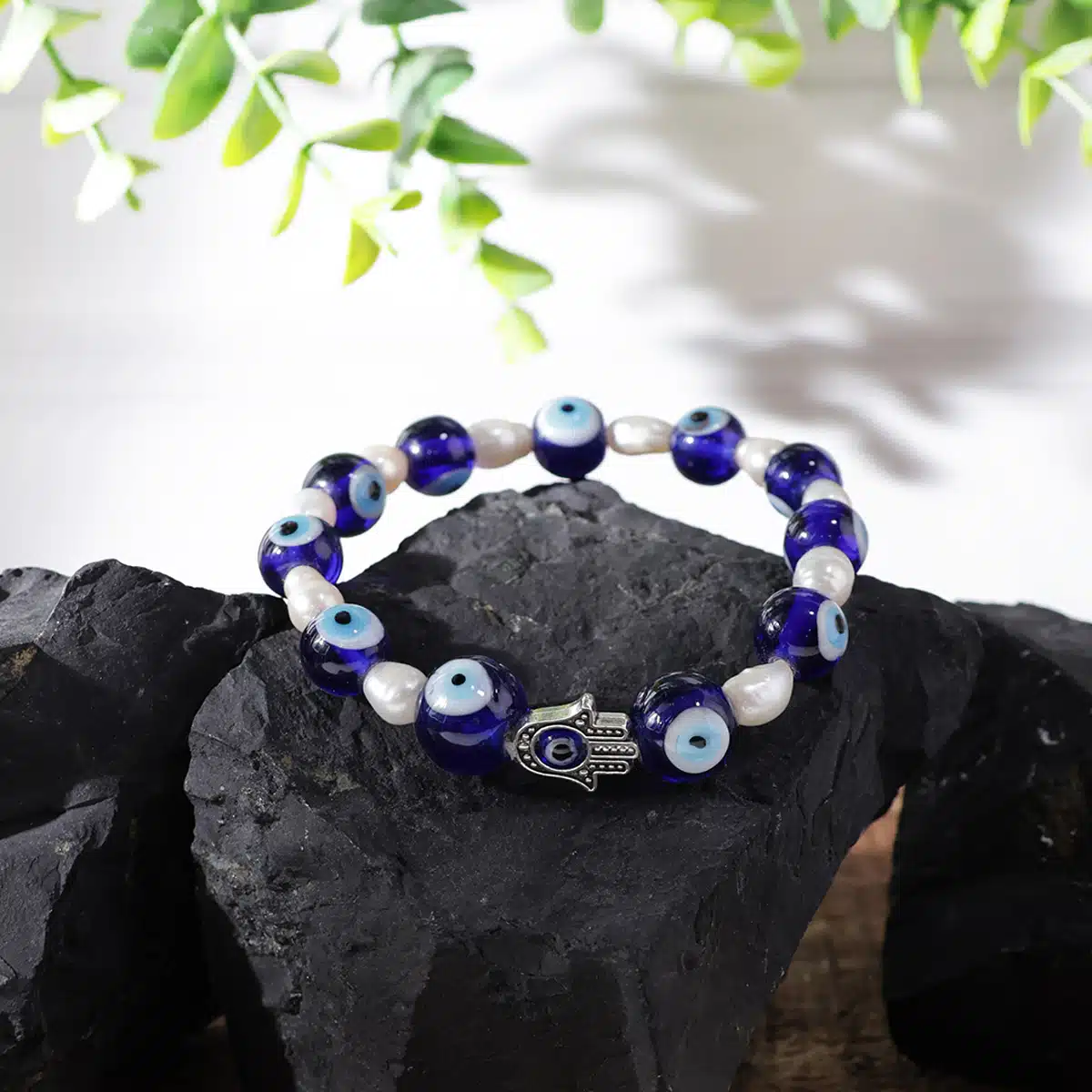 Shubhanjali-Evil Eye Mother Of Pearl Bracelet_1 Shop Evil Eye Pearl Hamsa Hand Customized Bracelet