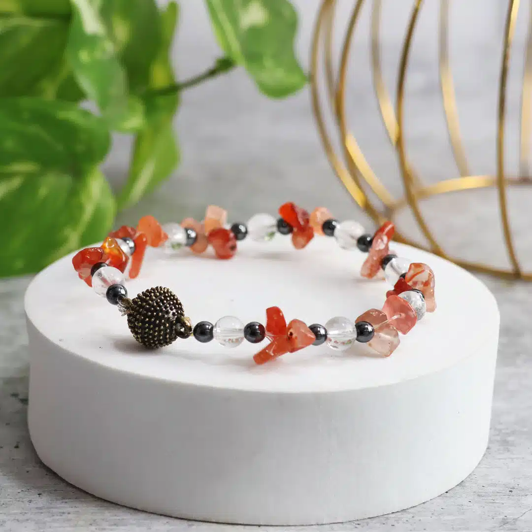 Shubhanjali-Red Carnelian Chips Magnetic Lock Bracelet Shop Red Carnelian Chips Magnetic Lock Bracelet