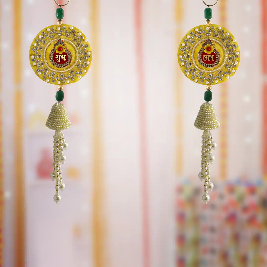 Shubhanjali-Shubh Labh Flawer With Green Jade Tumble Shop Shubh Labh Flawer With Green Jade Tumble