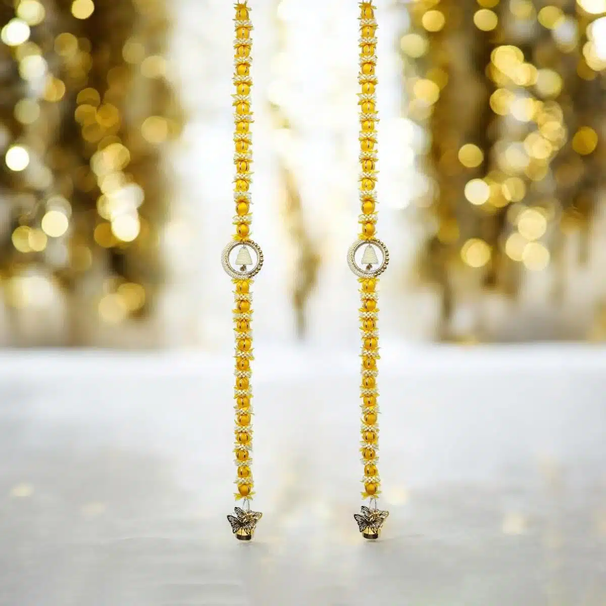 Yellow Flower Pearl Hanging Built-In Candle Holder Pair (4) Shop Yellow Flower Pearl Hanging Built-In Candle Holder Pair