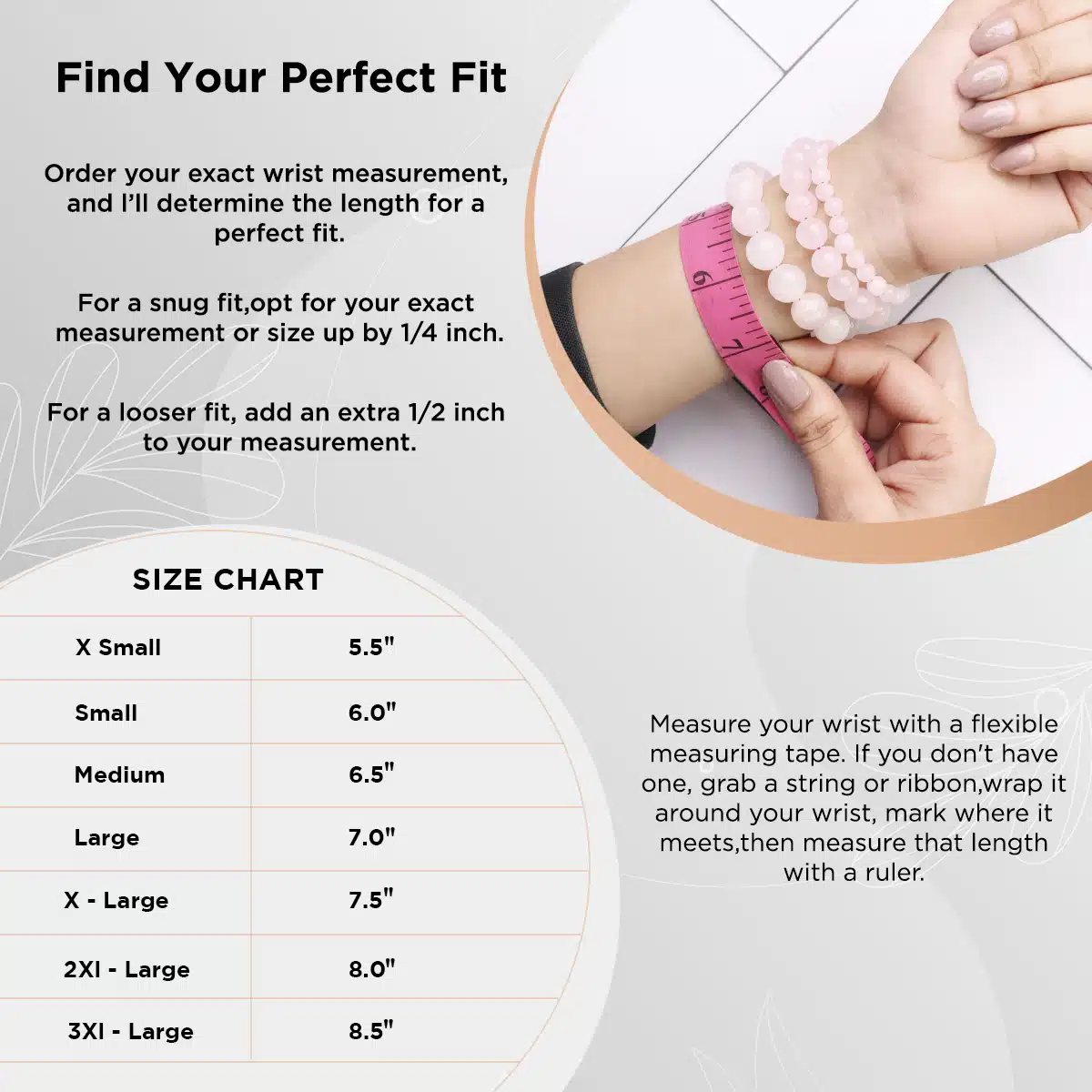 Bracelet Size Chat Bracelet Size Chart