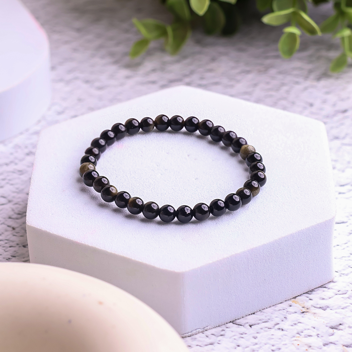 Golden Sheen Obsidian Bracelet 6 mm golden sheen obsidian bracelet 6 mm