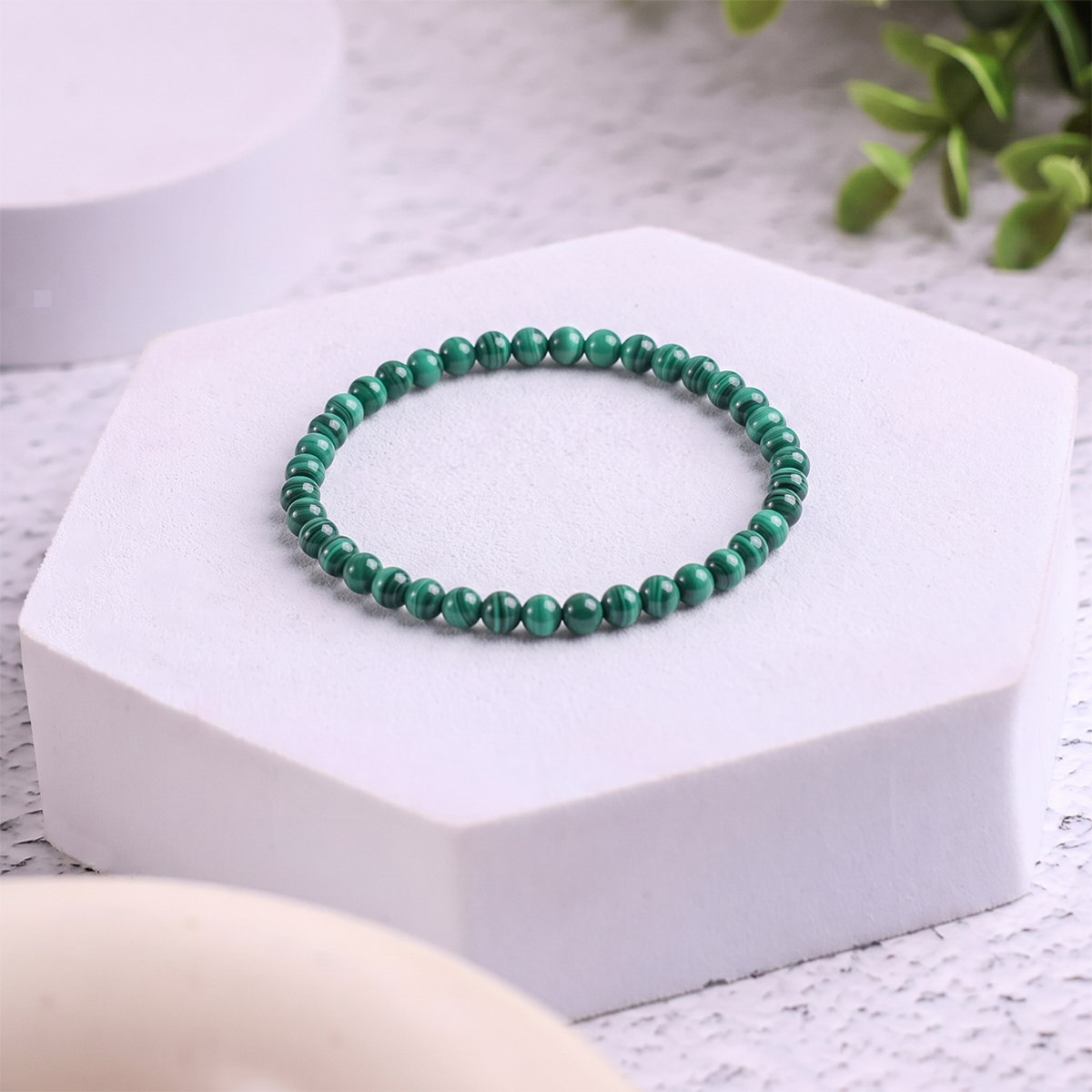 Natural Malachite Bracelet 4 mm malachite round beads bracelet 4 mm