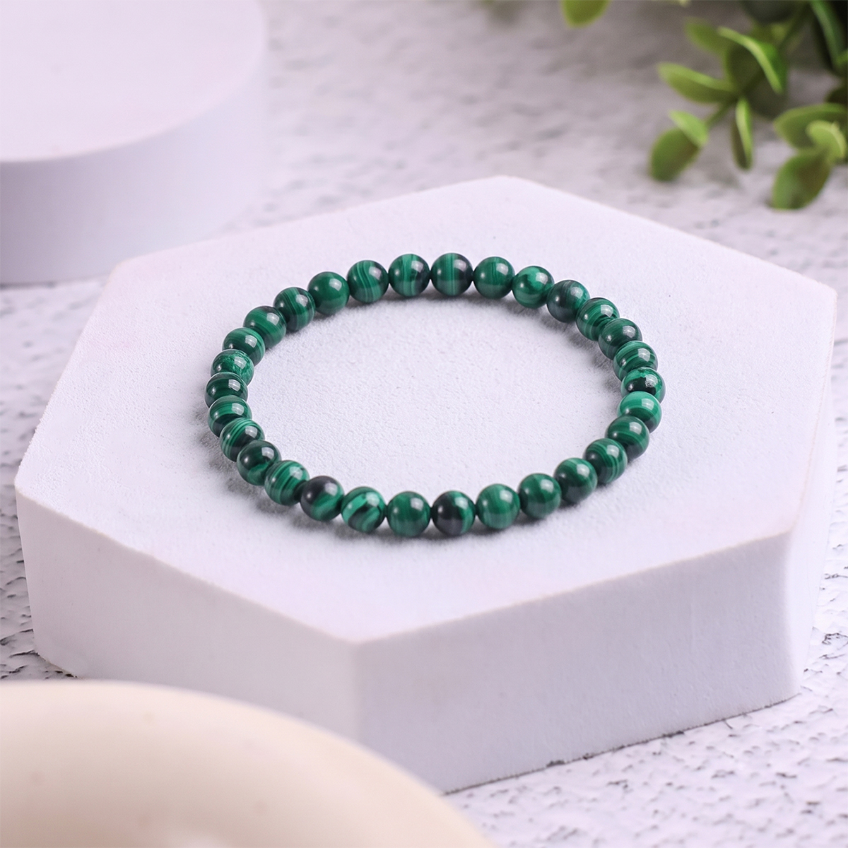 Natural Malachite Bracelet 6 mm malachite round beads bracelet 4 mm