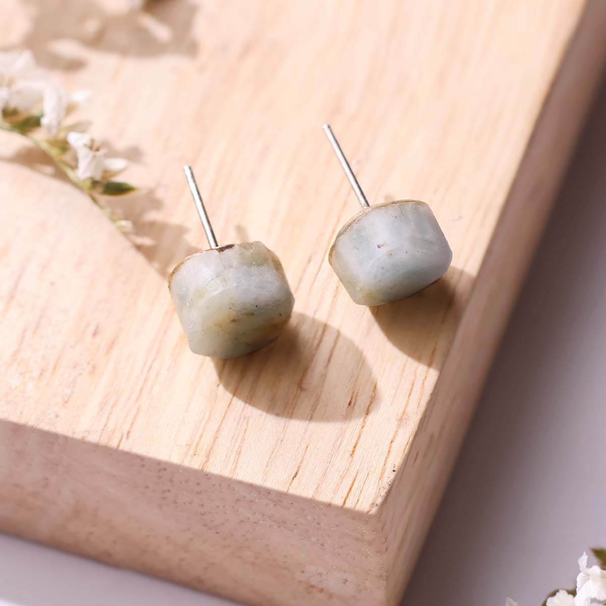 Aquamarine Raw Stud Earrings (4)