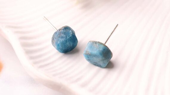 Blue Apatite Raw Stud Earrings