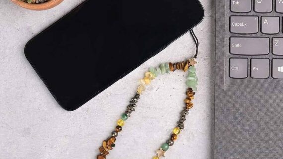 Crystal Chips Phone Chain Strap, Wrist Lanyard Keychain