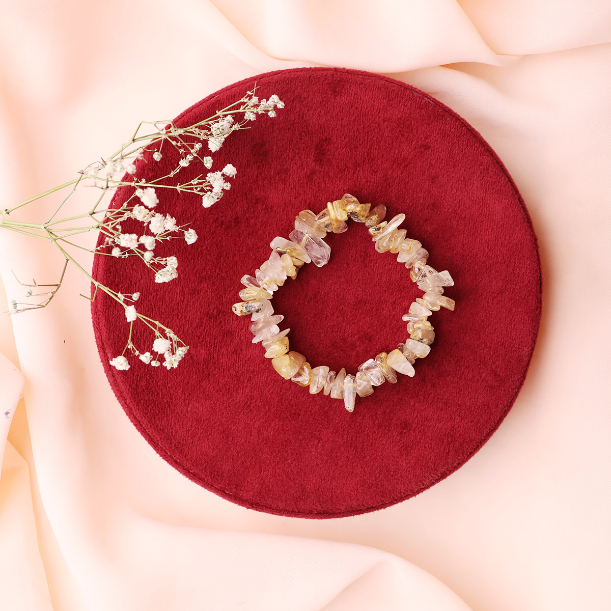 Golden Rutile Chips Stone Bracelet (1)