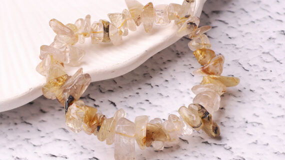 Golden Rutile Chips Stone Bracelet