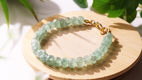 Green Strawberry Quartz Bracelet (Watermelon Shaped Beads)