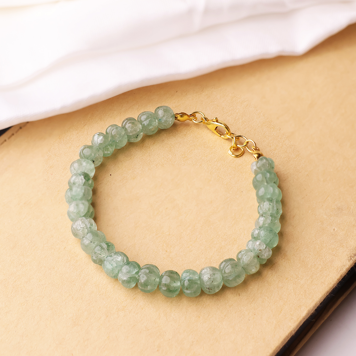 Green Strawberry Quartz Bracelet (Watermelon Shaped Beads) (6)