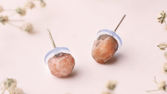 Sunstone Raw Stud Earrings
