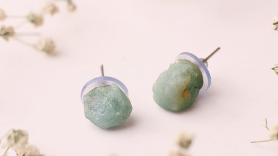 Green Aventurine Raw Stud Earrings