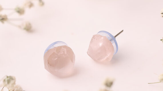 Rose Quartz Raw Stud Earrings