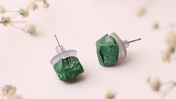 Malachite Raw Stud Earrings