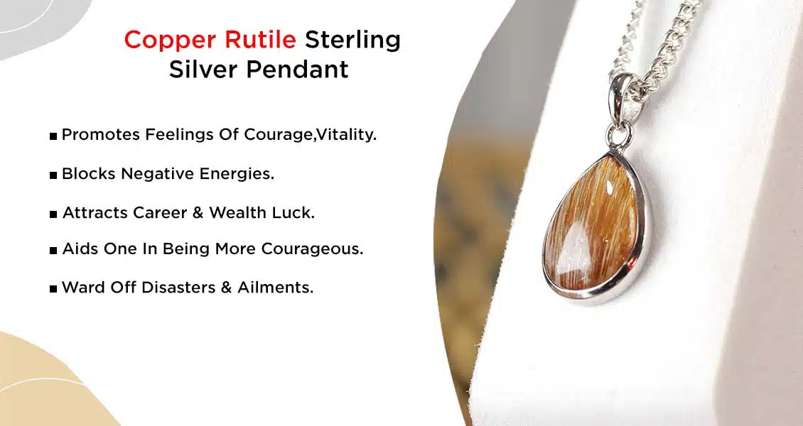 Shop Natural Copper Rutile Drop Sterling Silver 925 Pendant