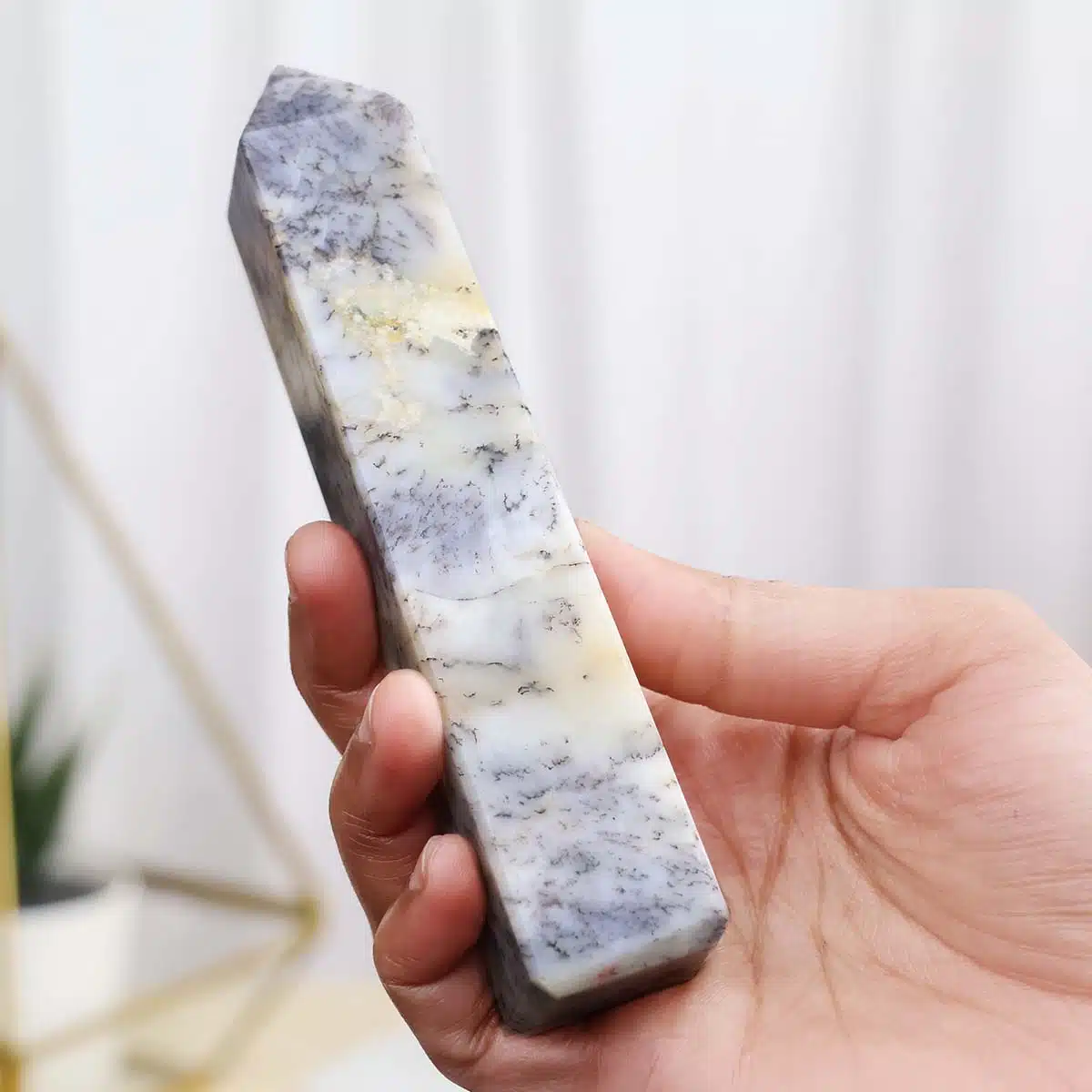 Shubhanjali-Dendrite Opal Tower Point Natural Dendrite Opal Crystal Tower Point