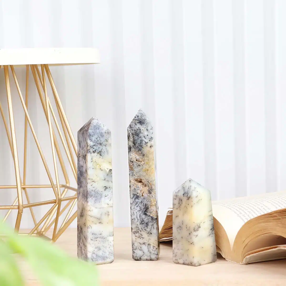 Shubhanjali-Dendrite Opal Tower Point_2 Natural Dendrite Opal Crystal Tower Point