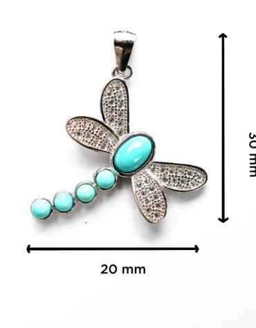 Buy Natural Firoza Dragonfly Sterling Silver 925 Pendant