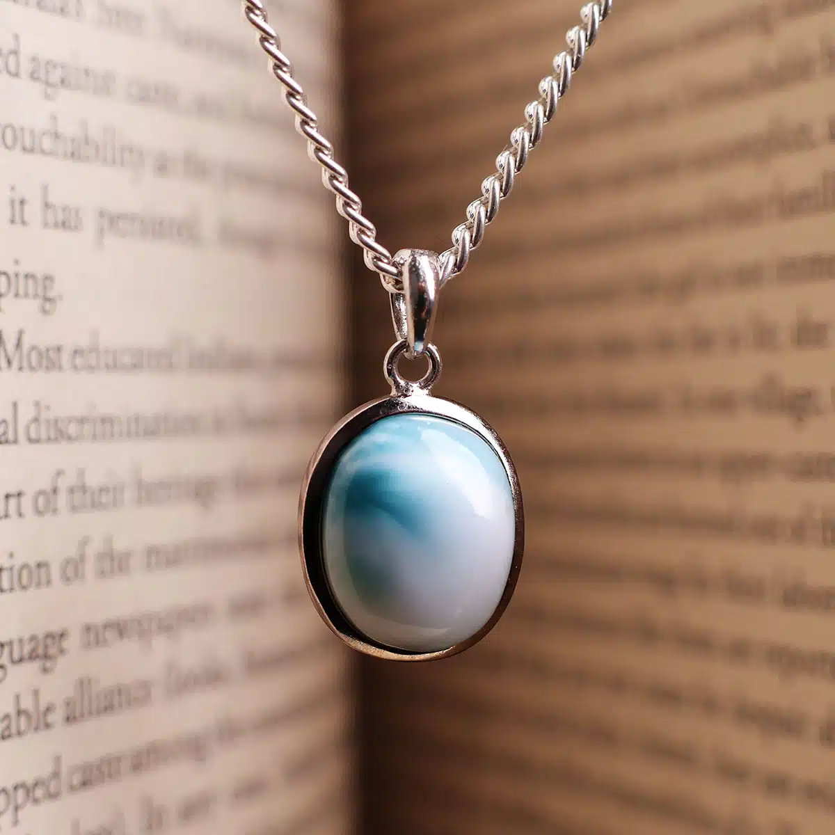 Shubhanjali-Larimar Oval Sterling Silver 925 Pendant_1 Shop Larimar Oval Sterling Silver 925 Pendant