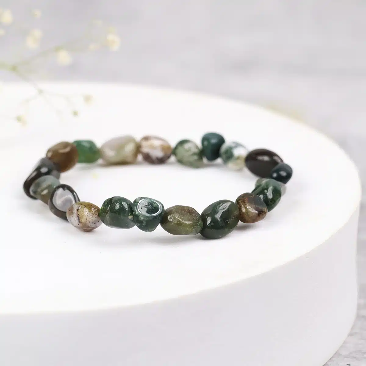 Shubhanjali-Moss Agate Tumble Bracelet Moss Agate Tumble Bracelet