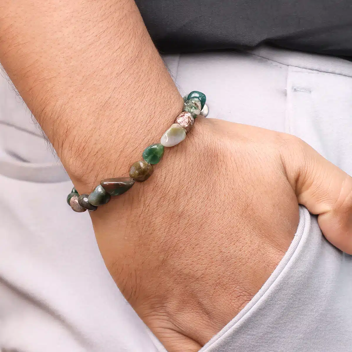 Shubhanjali-Moss Agate Tumble Bracelet_1 Moss Agate Tumble Bracelet